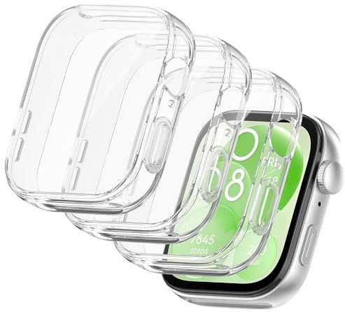 Seltureone 3 Stück Schutzhülle Kompatibel für Huawei Watch Fit 3, Mit Flexibles TPU Hohe Klarheit Displayschutzfolie [Vollschutz], Kratzfest Stoßfestes Schutzhülle für Huawei Watch Fit 3 - Transparent