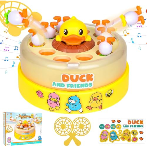 xinrongda Ducks Dash Jumping Duck Game,Pop Up Duck dash Board Games with Music,Rotate Bounce Fishing Games,Family Board Game Interactive Educational Toy for Boys Girls, Birthday Gifts for Age 3 & Up