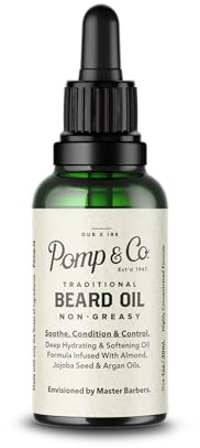 Pomp & Co Non Greasy Beard Oil, feuchtigkeitsspendendes und weichmachendes Bartöl mit Jajoba- und Arganöl 30ml