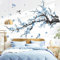 decalmile Adesivi Murali Ramo di Albero Fiori Blu Adesivi da Parete Fiore Blu Uccelli sul Ramo Acquerello Decorazione Murale Camerette Bambini Soggiorno Camere Ragazze