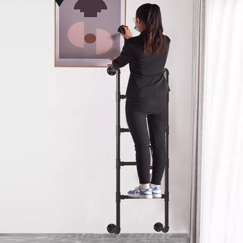 JXIPANUL Schwarze Dachboden-Trittleiter aus Metall, 100–300 cm, Ausstiegsleiter für Kellerfenster, an der Wand montierte Etagenbettleiter, Sicherheitskletterleiter für hohe Betten für Dachb