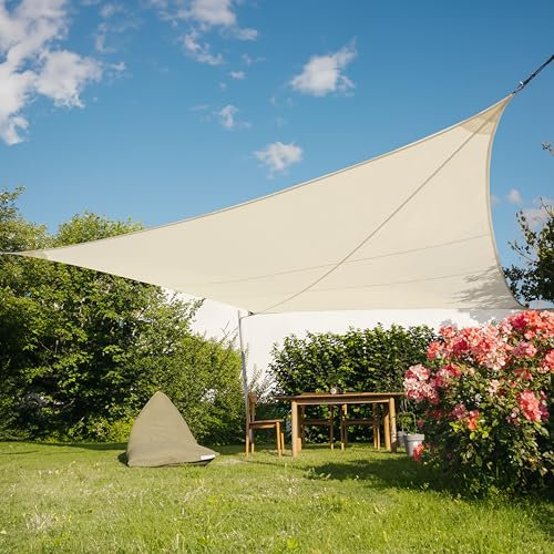 MAANTA Ez Breez Tenda a Vela Ombreggiante Impremeabile Beige Rettangolare 5X6 Tenda da Sole Parasole e Protezione Raggi UV per Esterno Terrazza, Giardino, Piscina