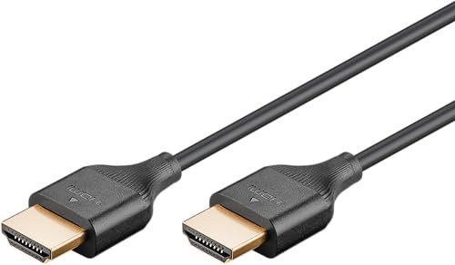 goobay Cavo sottile HDMI 2.1 con Ethernet, 2 metri, Ultra HD fino a 8K/60Hz a 48 Gbps, supporto 3D e HDR, HDCP 2.2, ARC, CEC, antipiega, 75299