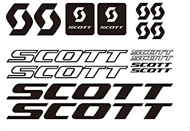 VANFGC 16 stücke for scott decals aufkleber fahrrad vinyl grafik set, 32 CM * 22 CM(BLACK)