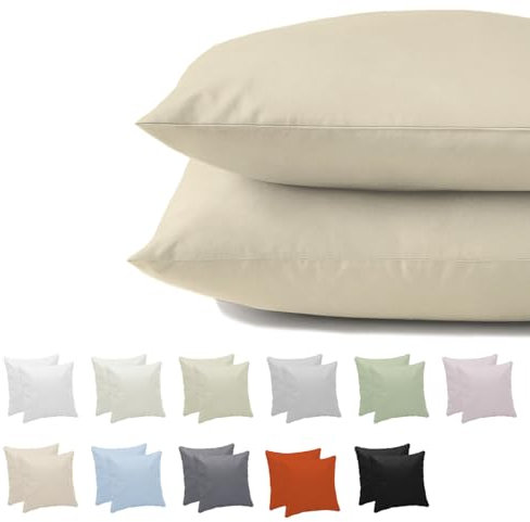 Giovanni Dolcinotti | Set 2 Federe Cuscini Divano 50x50 - Copricuscini Decorativi - 100% Cotone - Fodere con Cerniera Nascosta - Sabbia - Modello Atlanta