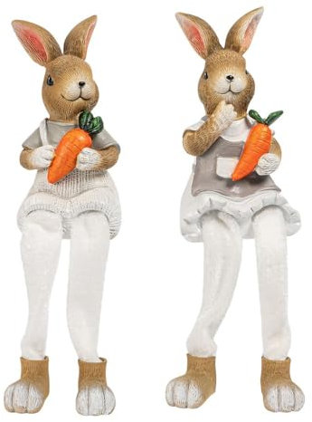 Ideen mit Herz Hasenpaar mit Schlenkerbeinen | Deko-Figuren | Kantensitzer | Kantenhocker | Osterdeko | Höhe sitzend 11,8 cm