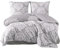 ZIRVEHOME Bettwäsche-Set 155x220 cm zweiteilig Baumwolle Bettbezug Grau Barockstill weiß geblümt. TabulaV1