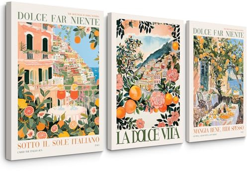Italienische Amalfiküste, Wandkunst, Dekoration, Vintage, italienische Stadt, Leinwand, Gemälde, Italien, Reisen, Landschaft, Poster, mediterrane Bilder, Lebensmittel, Zitronendrucke, Strandkunstwerk