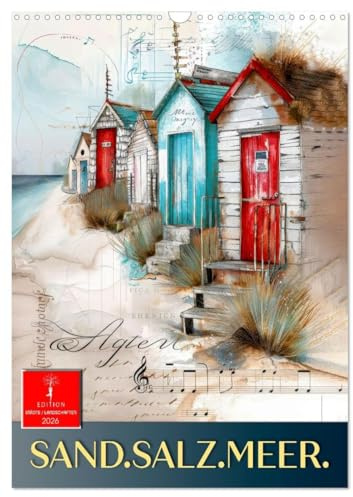 Sand.Salz.Meer. (Wandkalender 2026 DIN A3 hoch), CALVENDO Monatskalender: Eine Welt der Harmonie zwischen Natur und Musik. (CALVENDO Natur)