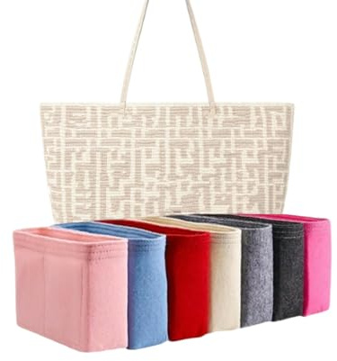 Xoppia Bag Organizer Kompatibel mit Fendi Large Roll FF Bast-Shopper Bag Filzeinsatz Liner für Frauen Tote Handtasche (Schwarz, Stil A)