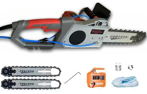 Electric Chain Saw,5800W Beton Kettensäge,Mehrwinkelschnitt,Motorsäge mit Synchronisierte Wasserpumpe,2 Diamant-Schneidkette,2 Führungsschiene