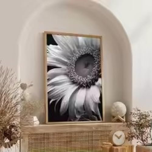 XBTYKPB Affiches sur toile représentant des dahlias, des roses, des orchidées et des lys calla en noir et blanc, pour cuisine, bar, café, décoration murale, 70 x 100 cm, avec cadre