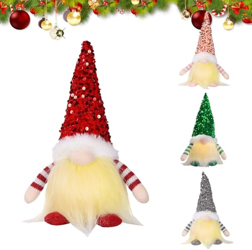 IGUGI Weihnachtswichtel Figuren LED 4 Stück,Wichtel Weihnachten Deko,Wichtel Figuren Weihnachten Deko,Weihnachts Tisch Deko,Leuchtende Weihnachts Wichtel,für Weihnachtsdekoration
