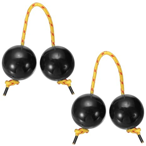 YELARXI Rhythm African Shaker Kashaka Shaker Ball Kashaka Hand Percussion Instruments with Yellow Rope, Fit for Adults Wedding Party Musical Class Show (2 Pack, Black)