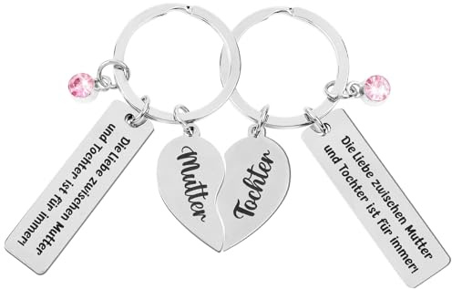 MEJOSER Geschenke für Mama von Tochter Mutter Tochter Geschenk 2 Stck. Schlüsselanhänger Weihnachtsgeschenke Mama Geburtstag Weihnachten Muttertag Muttertagsgeschenk Herz