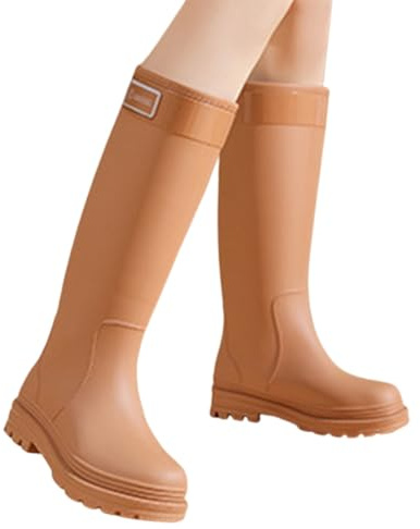 Festival Gummistiefel Damen Hoch Bunt Wasserdicht Stiefel Regenschuhe Bequeme Hohe Langschaft Gummischuhe Rain Boots Weitschaft Erwachsene -Gummistiefel rutschfeste Outdoor