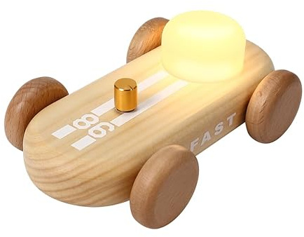 HBCIDC Wooden Vehicle Night Light 7-Colour LED, USB Rechargeable (Natural)