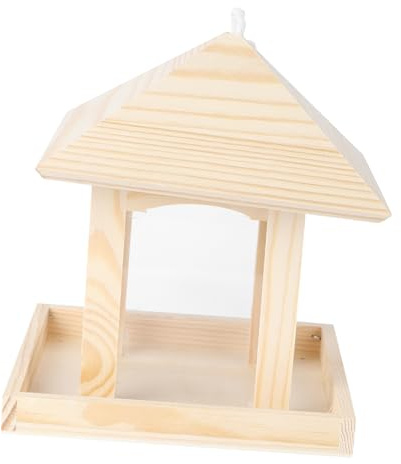 DOITOOL Hängendes Vogelfutterhaus für Kleine Vögel und Kanarien, Holz