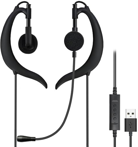 Weatwo USB Kopfhörer In-Ear-Ohrhörer mit Mikrofon | Kabelgebundene USB Ohrhörer mit Online-Audiosteuerung, Kompatibel mit PC, Laptop, Mac, Zoom, Teams, Office