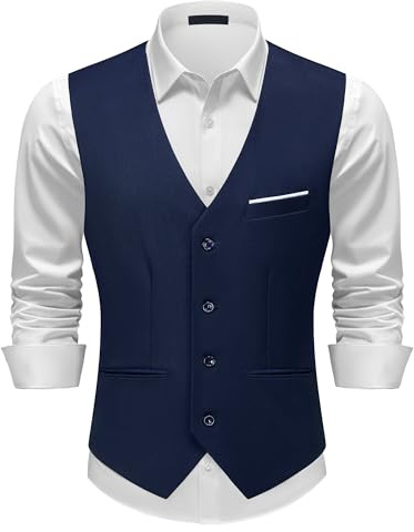 Autsel Gilet Homme Costume Élégant Slim Fit Gilet de Smoking Ajusté Mariage