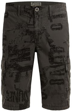 Camp David Herren Cargo Shorts mit All Over Print Dark Wood, XXXL