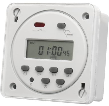 Baomain CN101A Input DC/AC 12V, Output 200-250V AC, 16A Amp Digital LCD Display,Programmable Switch, Programmable Timer, Support 17 Times Daily Weekly (CN101A 12V+Cover)
