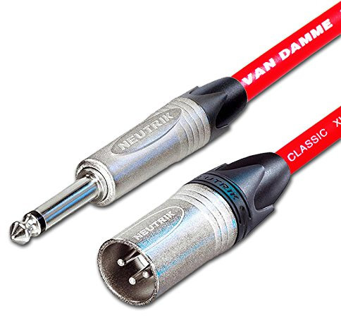 Van Damme Mono Jack to Male XLR lead. Guitar/Mixer/DI Cable. Neutrik NP2X (4m, Red)