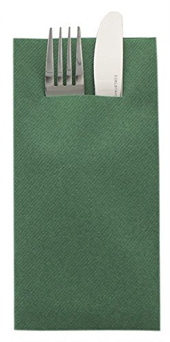 Sovie HOME Linclass®Airlaid Besteck Servietten Uni | Dunkelgrün | Ideal geeignet für Hochzeit & Geburtstag | 40x40cm | 12 Stück