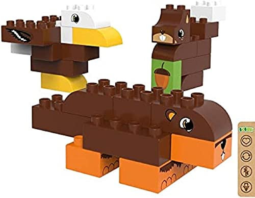 BIOBUDDI Wilde Tiere | Biber, Adler & Eichhörnchen im Wald, 27 Teile, 100% kompatibel mit Lego & duplo, klimaneutral hergestellt in EU (Niederlande), 97% Bioplastik, BB-0105