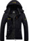 GEMYSE Damen Wasserdichte Berg-Skijacke Winddichte Skijacke Fleece Outdoor-Winterjacke mit Kapuze (Schwarz,M)