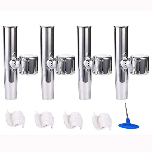 Amarine Verstellbarer Angelrutenhalter aus Edelstahl für Rails 3,8 cm bis 3,8 cm, 4-Pack, Fischen Zubehör, Waller Rutenhalter