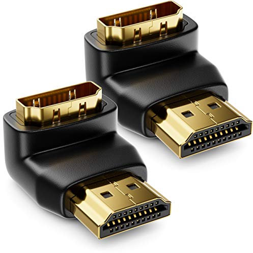 deleyCON HDMI 270° Winkeladapter 2 Stück im Set - HDMI Typ A Buchse und Stecker - 4K Ultra HD UHD 3D Full HD 1080p HDR ARC Highspeed mit Ethernet