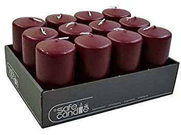 Klassische & Schlichte Stumpenkerzen - Adventskerzen/Kranzkerzen/Kerzen Weihnachten (Altrot, Standard: Höhe 12cm / Ø 6cm - 12 Stück)