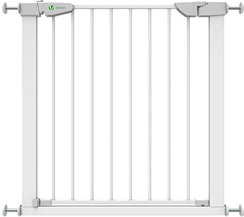 VOUNOT® Puertas de Seguridad, 75-84 cm, Barrera Escalera para Perros, Sin Taladrar, Blanco