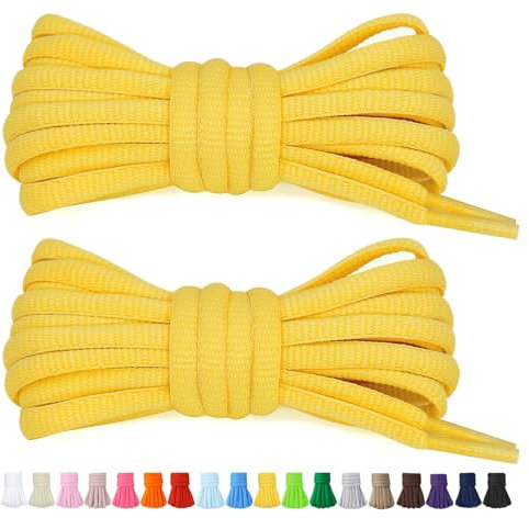 Stepace 2 Pares de Cordones Redondos de 60cm para Sneakers, Longitud 200cm 18 Colores, Cordones de Zapatos Amarillo 100cm