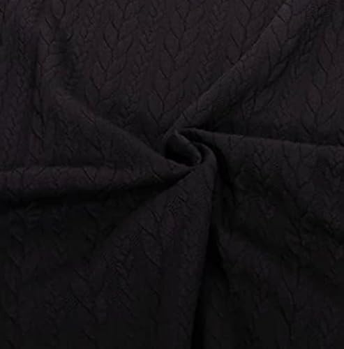 Dehnbarer Strickstoff mit Zopfmuster in Schwarz als Meterware zum Nähen, 50 cm