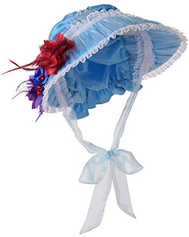 COSDREAMER Girls Women Mop Hat Colonial Pilgrim Prarie Bonnet Hats (Blue)