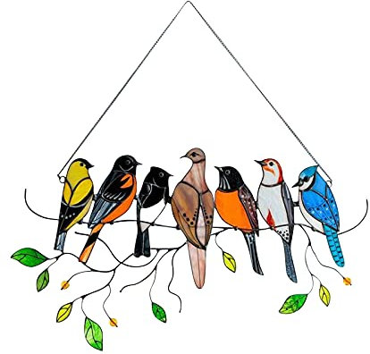 Suncatcher Bunt Plexiglas Suncatcher Fenster Panel Bird Series Kunst Ornamente Anhänger Dekoration Kunst Dekor für Hausgarten Yard