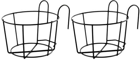 DOITOOL 2 Piezas de Balcón Macetas de Pie Cesta de Metal Maceta de Hierro Cestas Colgantes Maceta de Flores Titular de La Planta Estante para Patio Valla de Porche-16 x 15 cm