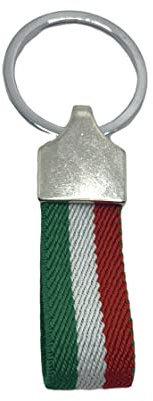 MIBANDERA Schlüsselanhänger, italienische Flagge aus elastischem Leinen, mit Verschluss und Ring., Flagge Italien kurz, One size