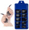 Amni 100 x Natural Look False Nail Tips 10 Sizes Matte Full Cover Long Stiletto/Pointy Fake Nails Art Manicure Coffin Hight Quality French Nail UK (BLACK COFFIN)