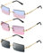 Comius Sharp Rechteck Randlose Sonnenbrille, 3 Stücke Retro Rechteckig Sonnenbrille Randlos für Frauen Männer - Square Rimless Sunglasses (Three)