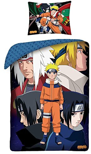 Halantex Naruto Uzumaki - Bed Linen Set Duvet Cover 140 x 200 cm and Pillowcase 65 x 65 cm, 100% Cotton