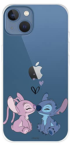 Official Lilo & Stitch iPhone 14 Plus Case, Angel & Stitch Kiss to Protect Your Mobile Phone Flexible Silicone iPhone Case Officially Licensed by Disney Lilo & Stitch