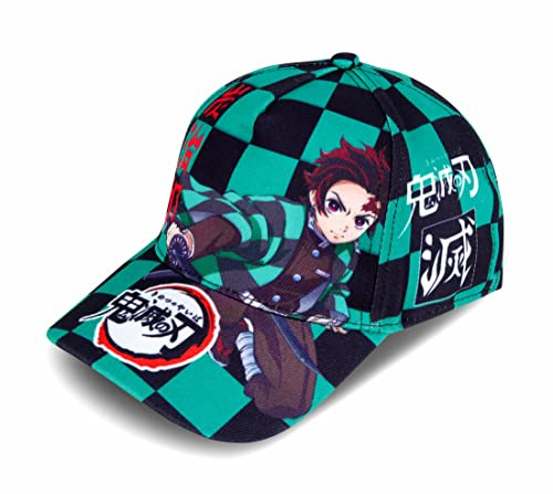 Roffatide Anime Demon Slayer Baseballkappe mit Hauptfigur Kamado Tanjirou Bedruckt Einstellbare Baumwolle Dad Hat