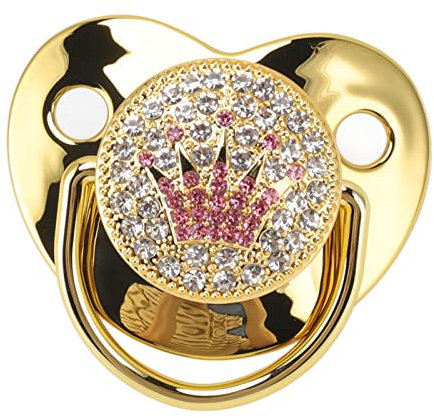 Schnuller, Bling-Silikon-Neugeborenen-Schnuller für 6-18-Monats-Säuglinge, Baby-Schnuller, Ultraleicht, Weich für 6-18-Monats-Säuglinge (Gold)