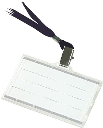 DONAU Kunststoff Namensschilder Namensschild / 10 Stück / 85 x 50 mm/mit Einsteckschildern/Farblos/Aus weishalter Mit Seidenband Hart Schwarz