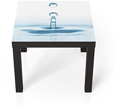 DEQORI Glastisch | schwarz klein 55x55 cm | Motiv Fallende Wassertropfen | ausgefallener Beistelltisch aus Glas | Hochglanz Couchtisch fürs Wohnzimmer | moderner Couch Tisch mit Design