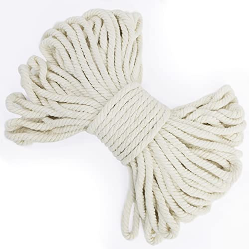 LEREATI Corda Macrame 6mm x 20m, Filo Macrame Corda Cotone Cordoncino Colorato, Cordino per Borse Uncinetto, Arazzo da Parete, Decorazioni, Piante Sospese, Fai da Te (Naturale)