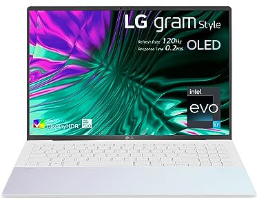 LG gram Style 2023 16Z90RS 16 inch ultra-lightweight OLED laptop, 13th Gen Intel Evo i7-1360P platform, 32GB RAM, 2TB SSD, Dolby ATMOS, Windows 11 (Holographic White)